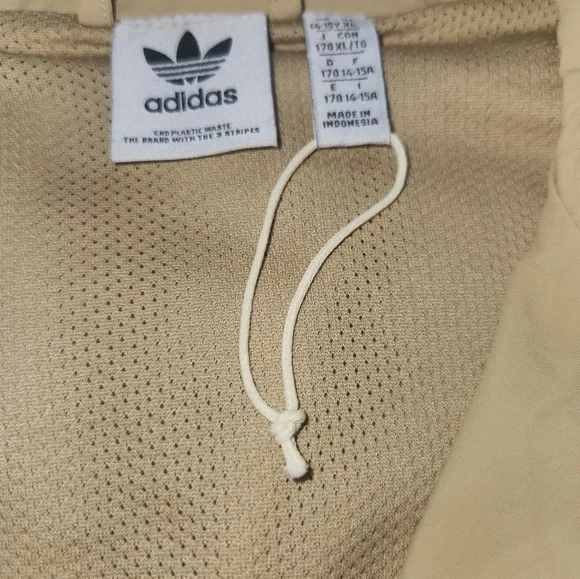 Adidas youth windbreaker full zip jacket size 14-15 vintage style tan/pink/white - Picture 6 of 6